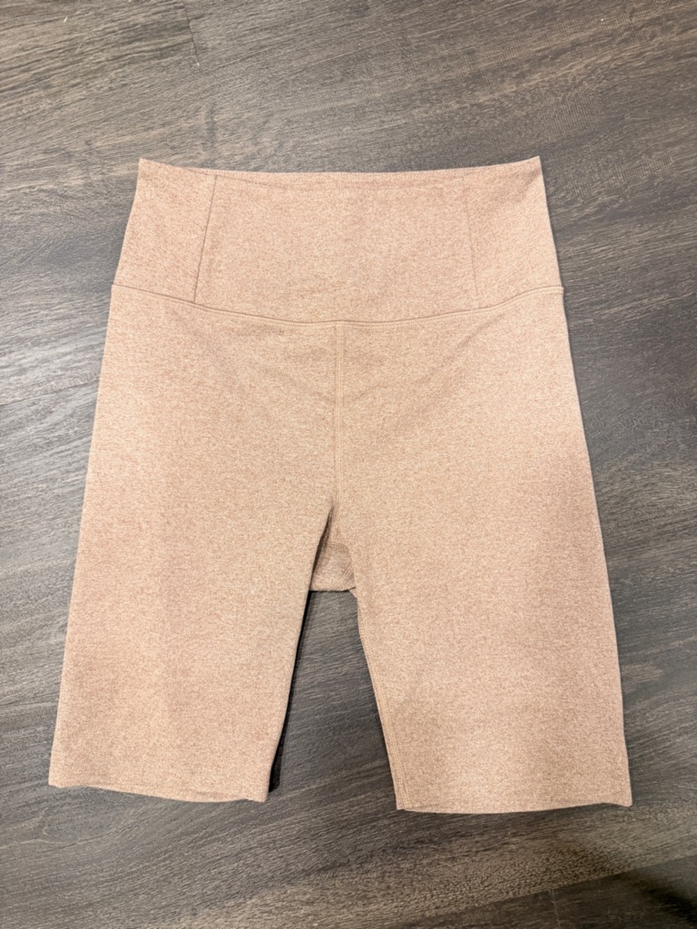 girlfriend collective High-Rise Bike Shorts in Taupe Blush Heather